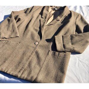 Vtg 90s Norton McNaughton Brown Beige Plaid Blazer Jacket Women’s Sz 10